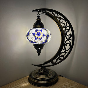 Zoe Boho Handcrafted Moon Large Mosaic Lamp