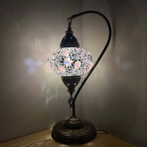 Harlow Boho Handcrafted Large Swan Neck Mosaic Table Lamp