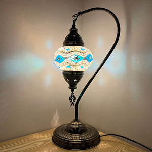 Ambria Handcrafted Mosaic Table Lamp - Medium Swan Neck