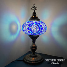 Load image into Gallery viewer, Blue Flower Handcrafted Premium Mosaic Table Lamps