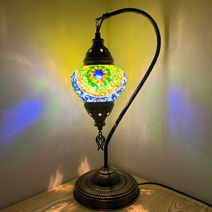 Demetria Handcrafted Mosaic Table Lamp- Medium Swan Neck