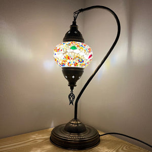 Effie Handcrafted Mosaic Table Lamp - Medium Swan Neck