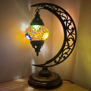 Freia Boho Handcrafted Moon Medium Mosaic Lamp