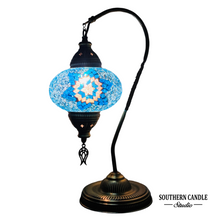 Load image into Gallery viewer, Bodrum Cove Boho Handcrafted Large Swan Neck Mosaic Table Lamp
