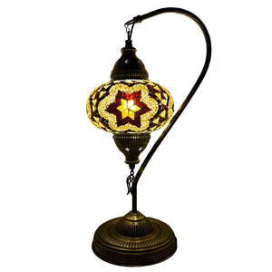 Phoenix Boho Handcrafted Large Swan Neck Mosaic Table Lamp