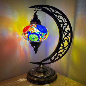 Arsenio Boho Handcrafted Moon Large Mosaic Lamp