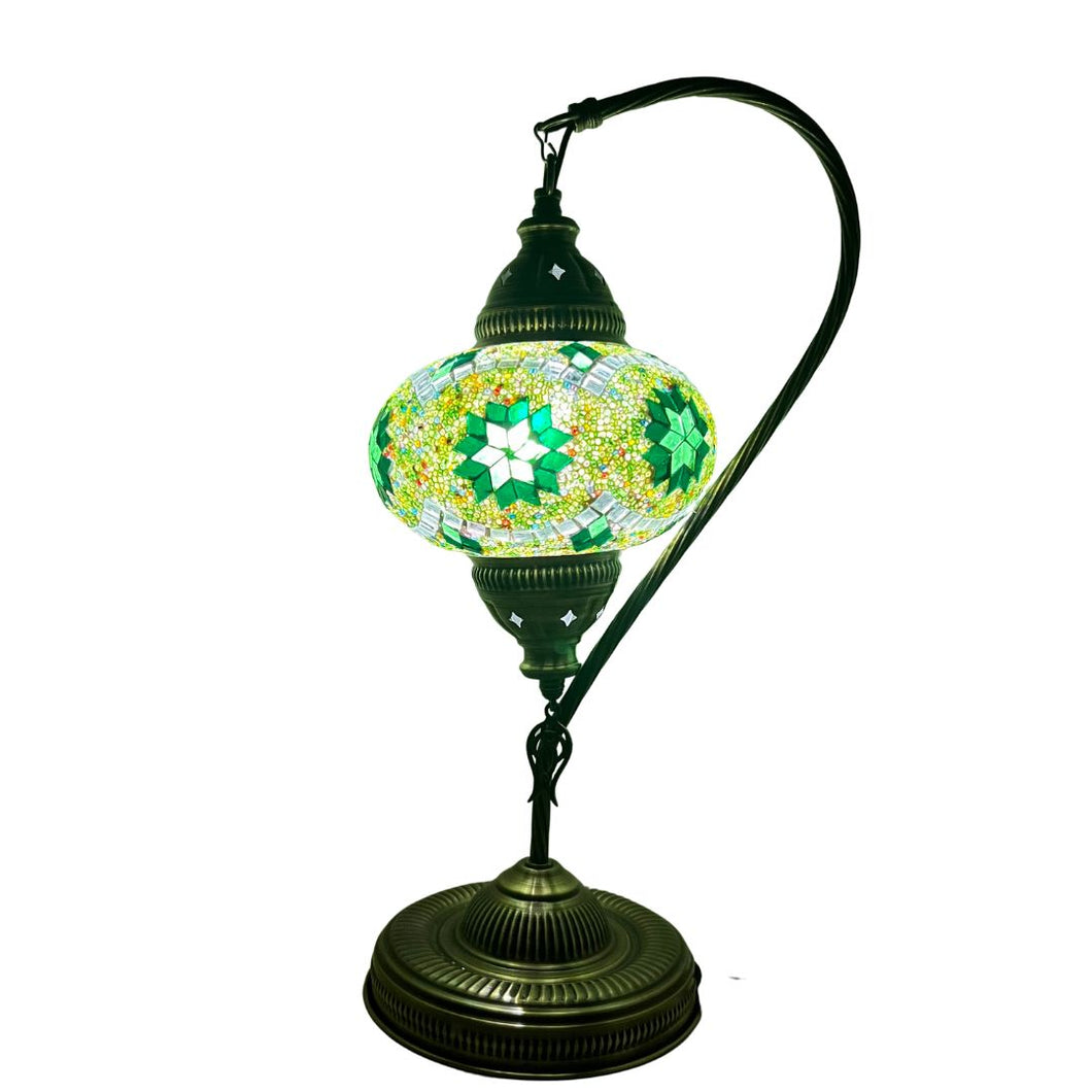 Artemus Boho Handcrafted Large Swan Neck Mosaic Table Lamp