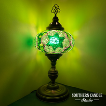 Load image into Gallery viewer, Urartu Green Boho Handcrafted Premium Mosaic Table Lamps