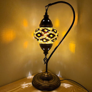 Aeriana Handcrafted Mosaic Table Lamp - Medium Swan Neck