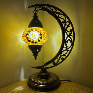 Calliope Boho Handcrafted Moon Medium Mosaic Lamp