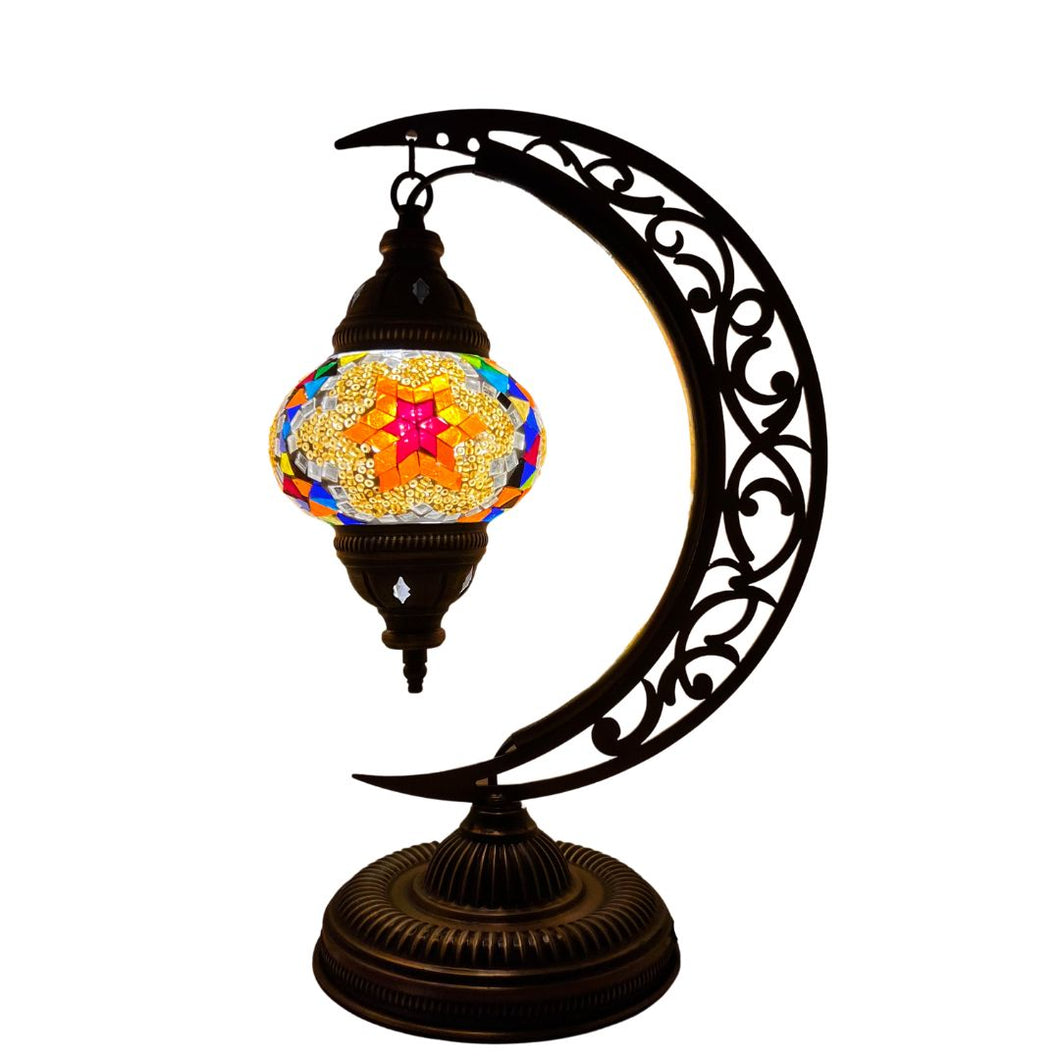 Thalia Boho Handcrafted Moon Medium Mosaic Lamp