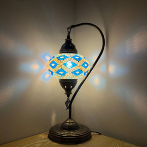 Procne Boho Handcrafted Large Swan Neck Mosaic Table Lamp