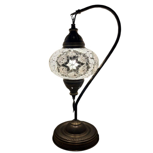 Tethys Boho Handcrafted Large Swan Neck Mosaic Table Lamp