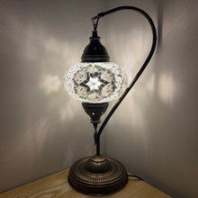 Load image into Gallery viewer, Tethys Boho Handcrafted Large Swan Neck Mosaic Table Lamp