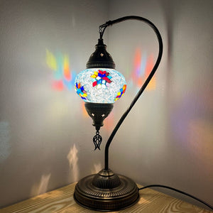 Calista Handcrafted Mosaic Table Lamp- Medium Swan Neck