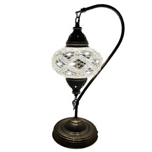 Nausicaa Boho Handcrafted Large Swan Neck Mosaic Table Lamp