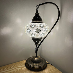 Nausicaa Boho Handcrafted Large Swan Neck Mosaic Table Lamp