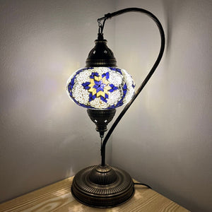 Arion Boho Handcrafted Large Swan Neck Mosaic Table Lamp