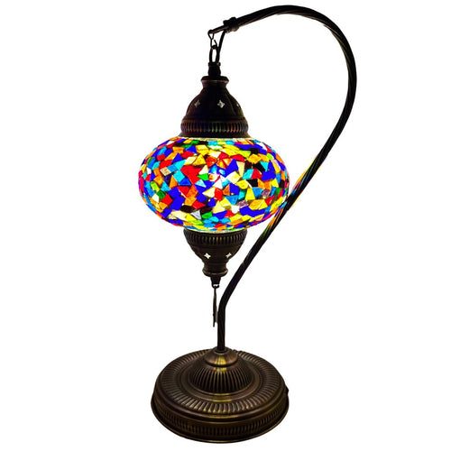 Calliope Boho Handcrafted Large Swan Neck Mosaic Table Lamp