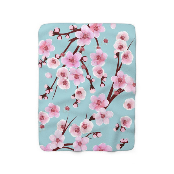 Japanese Cherry Blossom Sherpa Fleece Blanket - Southern Candle Studio