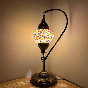 Margo Handcrafted Mosaic Table Lamp- Medium Swan Neck