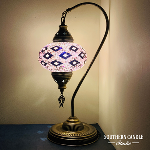 Arista Boho Handcrafted Large Swan Neck Mosaic Table Lamp