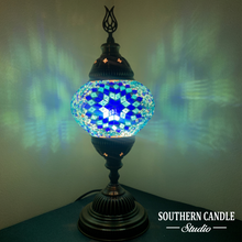 Load image into Gallery viewer, Turquoise Sunset Boho Handcrafted Medium Mosaic Table Lamp