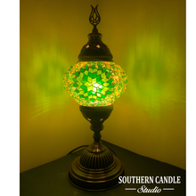 Load image into Gallery viewer, Emerald Sunset Boho Handcrafted Medium Mosaic Table Lamp