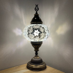 White Flower Handcrafted Mosaic Large Table Lamp