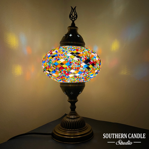 Colorful Waves Handcrafted Large Mosaic Table Lamp