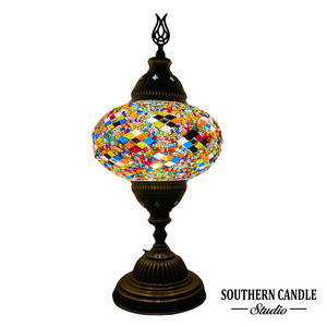 Colorful Waves Handcrafted Large Mosaic Table Lamp