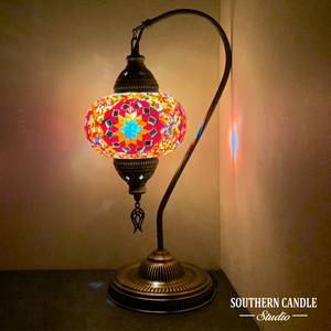 Constantinapole Boho Handcrafted Large Swan Neck Mosaic Table Lamp