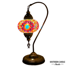 Load image into Gallery viewer, Bosphorous Boho Handcrafted Large Swan Neck Mosaic Table Lamp