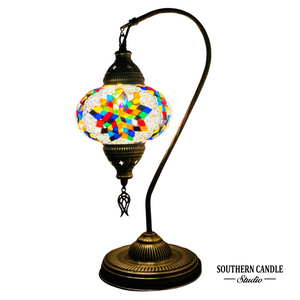 Karakoy Boho Handcrafted Large Swan Neck Mosaic Table Lamp