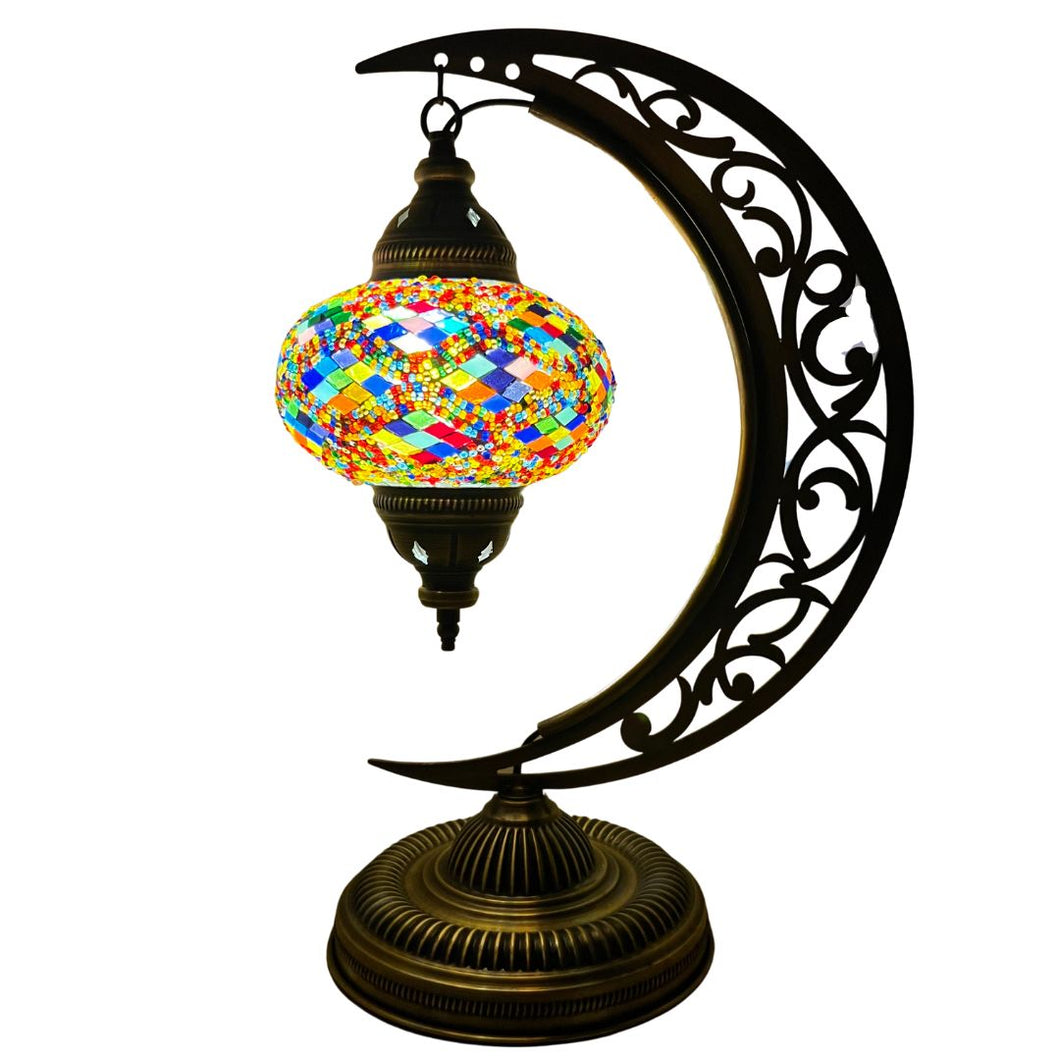 Khloe Boho Handcrafted Moon Large Mosaic Lamp