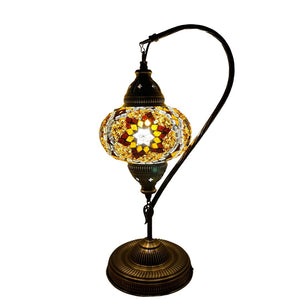 Pandora Boho Handcrafted Large Swan Neck Mosaic Table Lamp