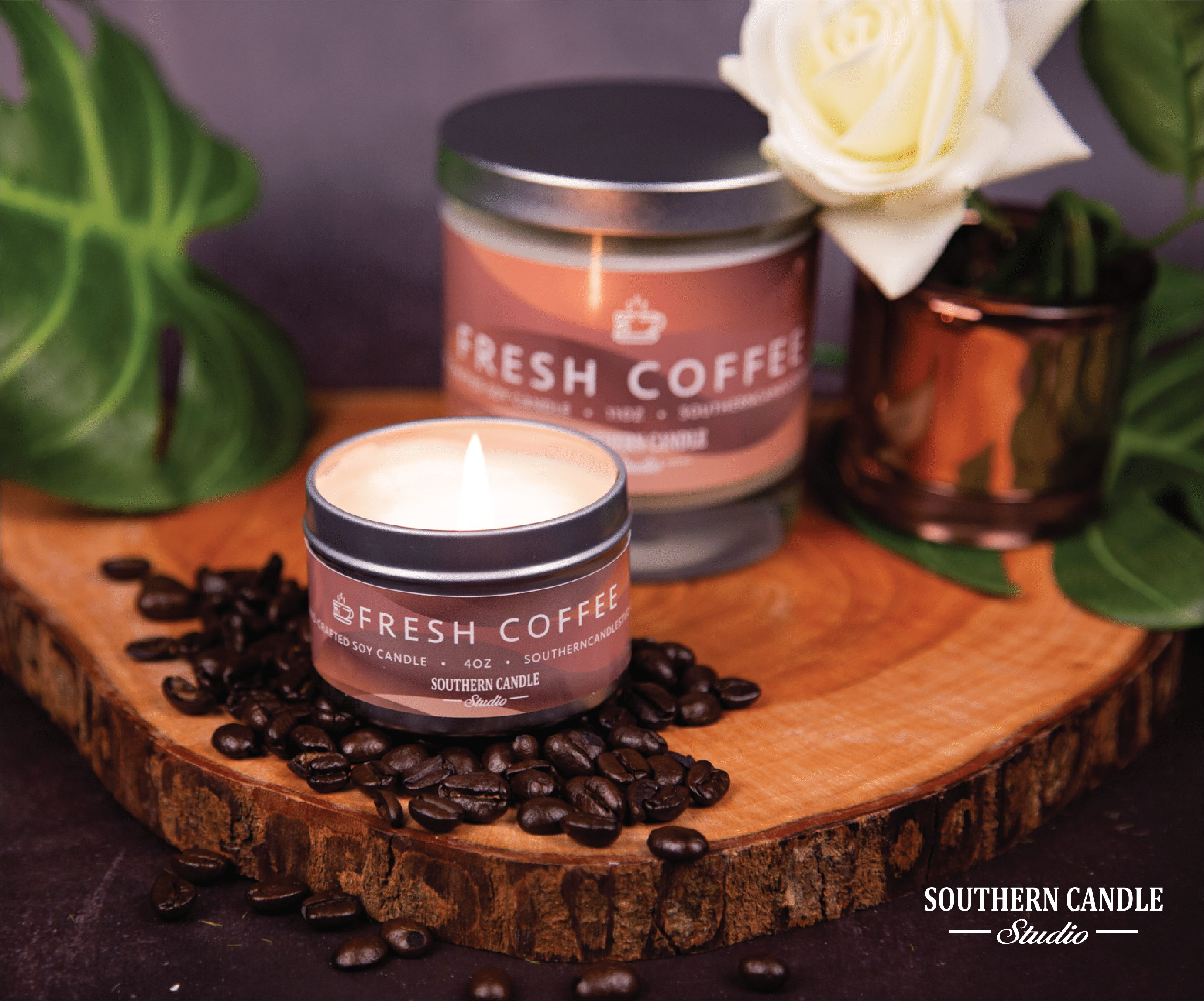Southern Candle Studio Fresh Coffee Soy Wax Candle - Thumbnail 3