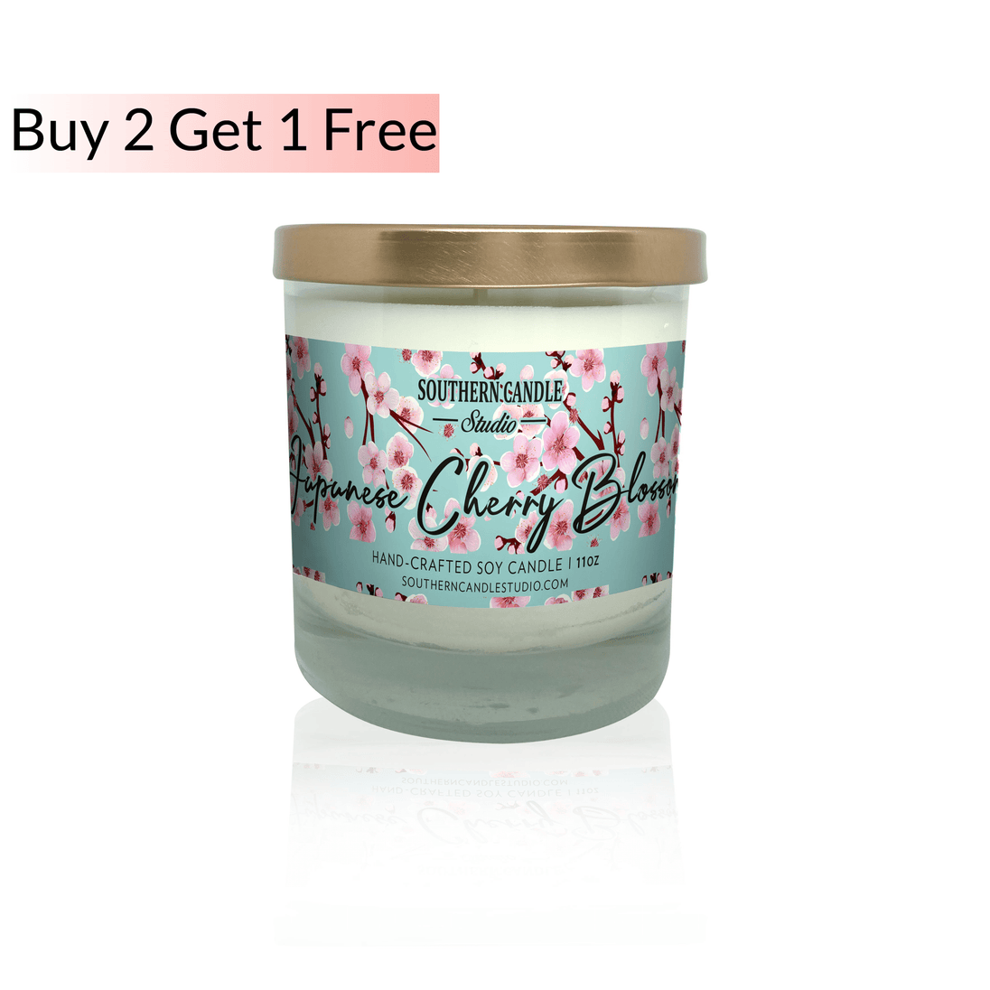 Japanese Cherry Blossom Soy Wax Candle 11 oz. - Southern Candle Studio