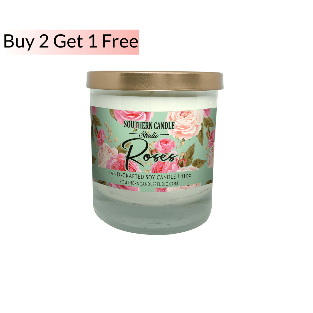 Roses Soy Wax Candle 11 oz. - Southern Candle Studio